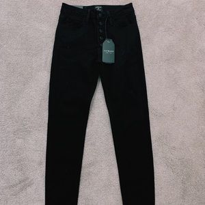 Just Black High Waisted Button Up Frayed Jeans